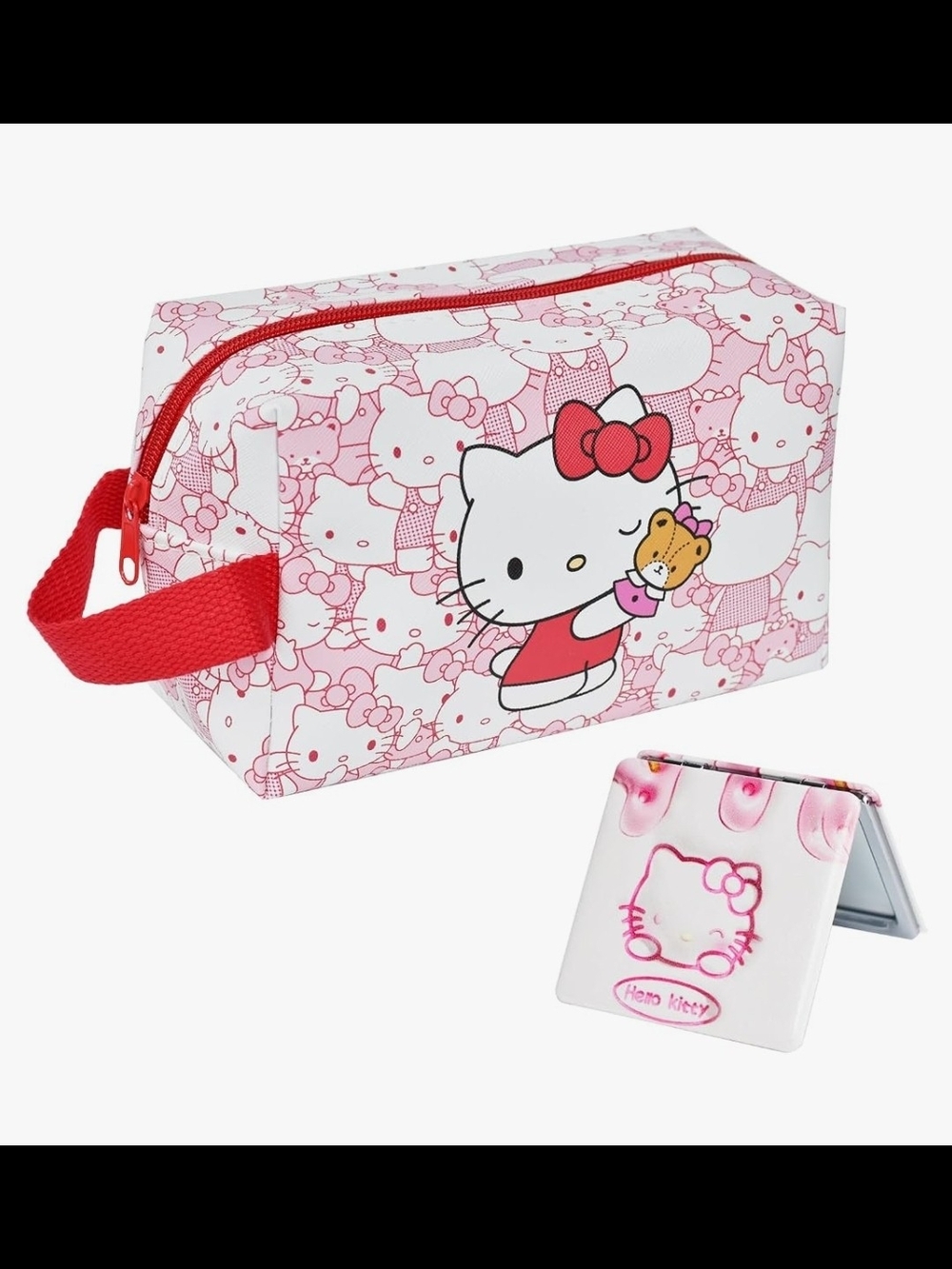 kitty Travel Cosmetic Large Capacity  Pouch/bag Makeup Bag with Mirror